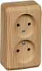 PA16-005D Розетка накладная двойная без заземления (сосна) Systeme Electric Этюд PA16-005D