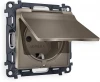 MA638010 Комплект механизма Ambrella Volt электрической розетки ALFA MA638010 Темная бронза матовый с заземлением с шторками и защитной крышкой 2P+E 16A-250V IP44 QUANT