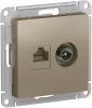 ATN000589 ТВ-розетка встраиваемая и Ethernet RJ-45 (шампань) Systeme Electric AtlasDesign ATN000589