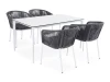 MAL-CB4T1-5-SET Gray Обеденная группа на 4 персоны со стульями Бордо, каркас белый, роуп серый 4SIS Малага MAL-CB4T1-5-SET Gray