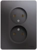 GSL001320 Розетка встраиваемая двойная без заземления (графит) Systeme Electric Glossa GSL001320