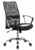 CH-600SL-LOW/BLACK Кресло Бюрократ CH-600SL-LOW черный TW-01 эко.кожа/сетка низк.спин. крестовина металл хром