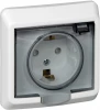 PC16-044B Розетка встраиваемая с заземлением, шторками и крышкой (белый) IP44 Systeme Electric Этюд PC16-044B