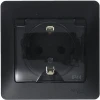 GSL000748 Розетка встраиваемая с заземлением и крышкой (антрацит) IP44 Systeme Electric Glossa GSL000748