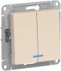ATN000253 Выключатель встраиваемый двухклавишный с подсветкой (бежевый) Systeme Electric AtlasDesign ATN000253