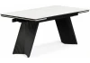 625999 Кухонный стол Notta Вейв 140(200)х80 белый мрамор snow white / черный