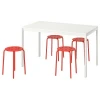292.297.33 МЕЛЬТОРП / МАРИУС Стол и 4 табурета, белый, красный