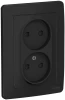 BLNRS000126 Розетка встраиваемая двойная без заземления со шторками (антрацит) Systeme Electric Blanca BLNRS000126