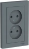 ATN000722 Розетка встраиваемая двойная без заземления со шторками (грифель) Systeme Electric AtlasDesign ATN000722