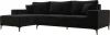 122401L Диван угловой Льюес левый (Черный/Велюр) Лига Диванов арт.122401L