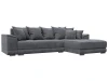 127935 Диван угловой НордСтар правый угол (ДСП,Брус/Пластик/Велюр/Темно-серый) Лига Диванов 127935