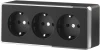 W5073135 Розетка тройная с заземлением и шторками (черный/хром) Werkel W5073135 (a052592)