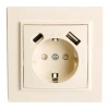 50077 Розетка с заземлением и USB Type A+С (слоновая кость) Stekker Эрна 50077