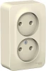 BLNRA000202 Розетка накладная двойная без заземления (молочный) Systeme Electric Blanca BLNRA000202