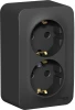 BLNRA011216 Розетка накладная двойная с заземлением и шторками (антрацит) Systeme Electric Blanca BLNRA011216