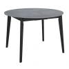 FR 0835 Стол Oslo круглый раскладной 110-140x110x76см, Бетон Портленд, чёрный