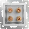 WL09-AUDIOx4 Розетка акустическая встраиваемая на 4 выхода Werkel, серебряный рифленый
