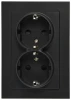 G5504PB Розетка двойная со шторками (черный матовый) Jasmart G-Classic G5504PB