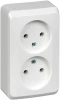 PA16-005B Розетка накладная двойная без заземления (белый) Systeme Electric Этюд PA16-005B