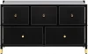 2500000209703 Комод Leset Нирита/Хайди широкий 5 ящиков, Черный (Сталь,Экокожа/Черный) арт.2500000209703