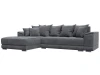 127935L Диван угловой НордСтар левый угол (ДСП,Брус/Пластик/Велюр/Темно-серый) Лига Диванов 127935L