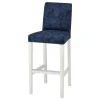 994.290.31 БЕРГМУНД Стул барный, белый, Квильсфорс темно-синий/синий