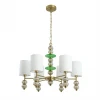 8337/6 Подвесная люстра со стеклянным декором Lumion Ilmira 8337/6 бронза/белый/зеленый, металл/стекло/текстиль E14 6*40W 220V (на цепи)
