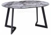 462115 Стеклянный стол Woodville Алингсос 100(140)х100х76 мрамор серый / черная шагрень 462115