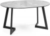 532387 Стеклянный стол Woodville Алингсос 100(140)х100х76 белый мрамор / черный 532387