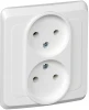 PC16-005B Розетка встраиваемая двойная без заземления (белый) Systeme Electric Этюд PC16-005B
