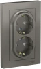 ATN000926 Розетка встраиваемая двойная с заземлением (сталь) Systeme Electric AtlasDesign ATN000926