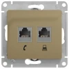 GSL000485 Розетка встраиваемая телефонная RJ-11 + Ethernet RJ-45 (титан) Systeme Electric Glossa GSL000485