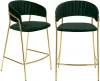 FR 0908P Комплект из 2-х стульев полубарных Turin зеленый с золотыми ножками Bradexhome арт.FR 0908P