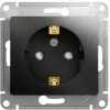 GSL000745 Розетка встраиваемая с заземлением и шторками (антрацит) Systeme Electric Glossa GSL000745