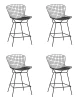 УТ000038450 Стул полубарный с низкой спинкой Bertoia, черный, с черной подушкой 4 шт Stool Group арт.УТ000038450