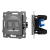 049851 Механизм компьютерной розетки двойной SCT-MPC2-PL-GR-V (RJ-45, CAT6) (Arlight) 049851