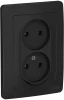 BLNRS000026 Розетка встраиваемая двойная без заземления (антрацит) Systeme Electric Blanca BLNRS000026