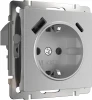 W1171709 Розетка с заземлением, шторками и USB тип A+C (серебряный рифленый ) Werkel W1171709 (a056277)