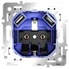 VLS0405M Механизм розетки с заземлением и защитными шторками 16А, с USB A+C Voltum S70 VLS0405M