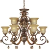 705-09-52 Люстра подвесная N-Light, 9 плафонов, античное серебро, коричневый