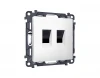 MA132110 Комплект механизма двойной Ethernet RJ-45 розетки с автоматической защитной шторкой встраиваемый (белый матовый) Ambrella Volt QUANT MA132110