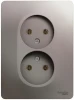 GSL001220 Розетка встраиваемая двойная без заземления (платина) Systeme Electric Glossa GSL001220
