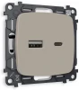 MO371010 Комплект механизма Ambrella Volt розетки OMEGA MO371010 Серо-бежевый матовый 2USB A+C 20W быстрая зарядка QUANT