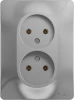 GSL000320 Розетка встраиваемая двойная без заземления (алюминий) Systeme Electric Glossa GSL000320