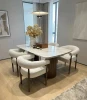614M06139 Стол ВЕСТБЕРГ (WESTBERG) 180 КАЛАКАТТА (GLOSS CALACATTA GOLD SOLID CERAMIC) / Орех натур, ®DISAUR M-City 64823