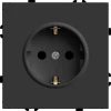 49854 Розетка с заземлением и шторками (черный уголь, soft touch) Stekker Эмили 49854