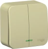 BLNVA105117 Выключатель накладной двухклавишный с подсветкой (бежевый) Systeme Electric Blanca BLNVA105117