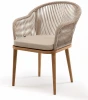 LIO-CH-T001 beige(beige052) "Лион" стул плетеный из роупа, основание дуб, роуп бежевый круглый, ткань бежевая 052 4SIS арт.УТ-00006834