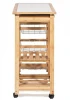 12122 Столик передвижной кухонный разделочный (mod. JW3-2063) натуральный (прессованный бамбук/плитка)