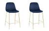 УТ000038459 Стул полубарный Валенсия SN, велюр синий, золотые ножки 2 шт Stool Group арт.УТ000038459